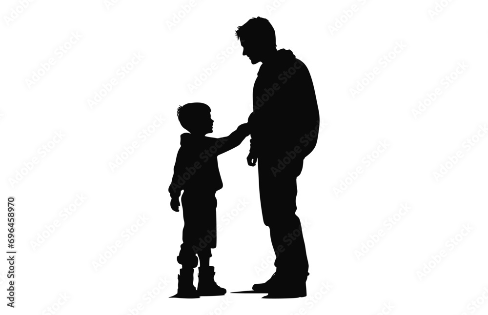 A Father with Son Silhouette vector isolated on a white background