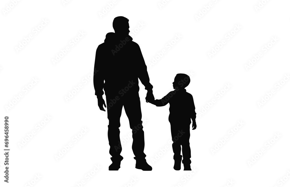 A Father with Son Silhouette vector isolated on a white background