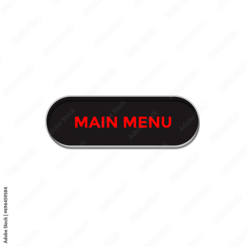  main menu black simple button. 3d main menu sign vector illustration