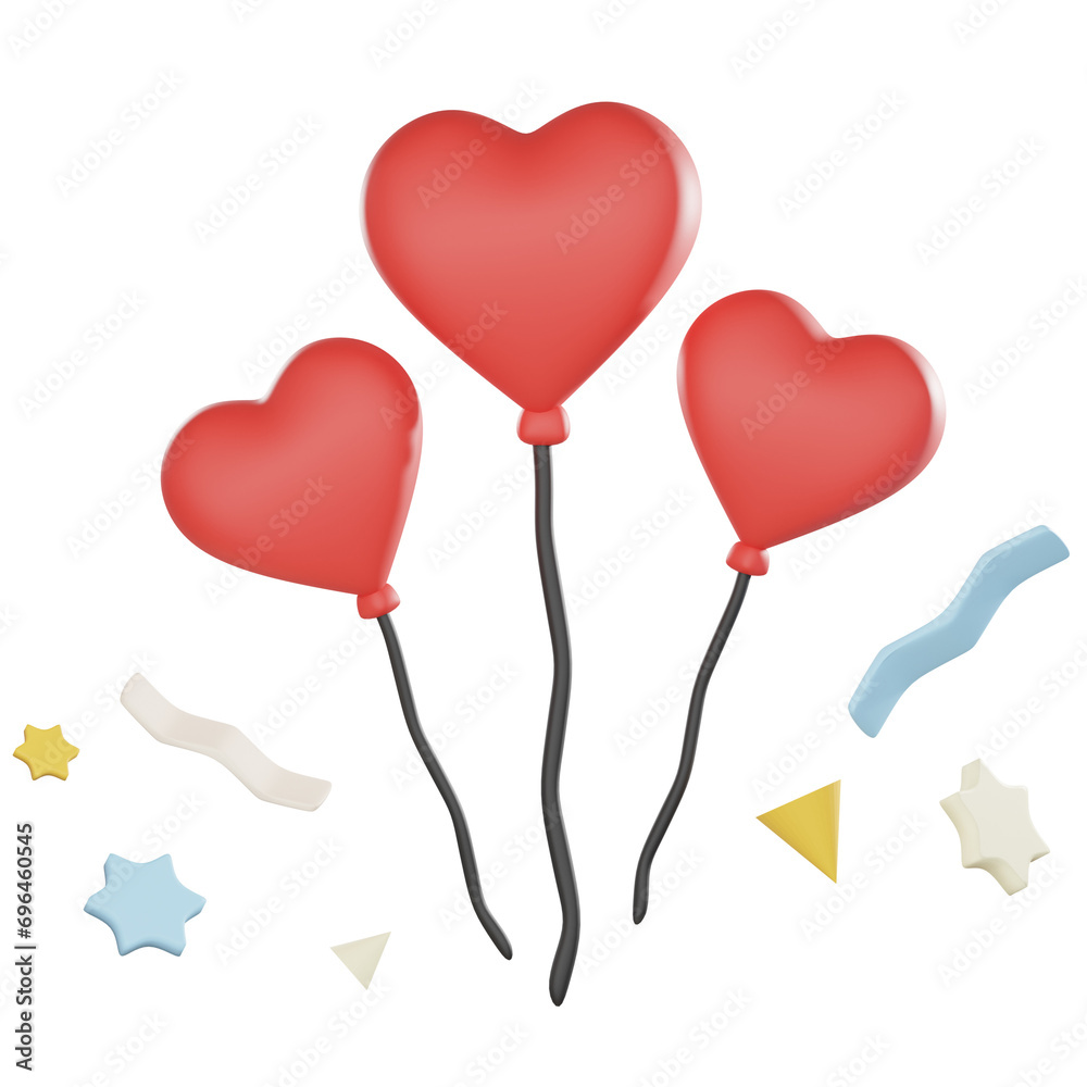 heart shaped balloons with ribbons
