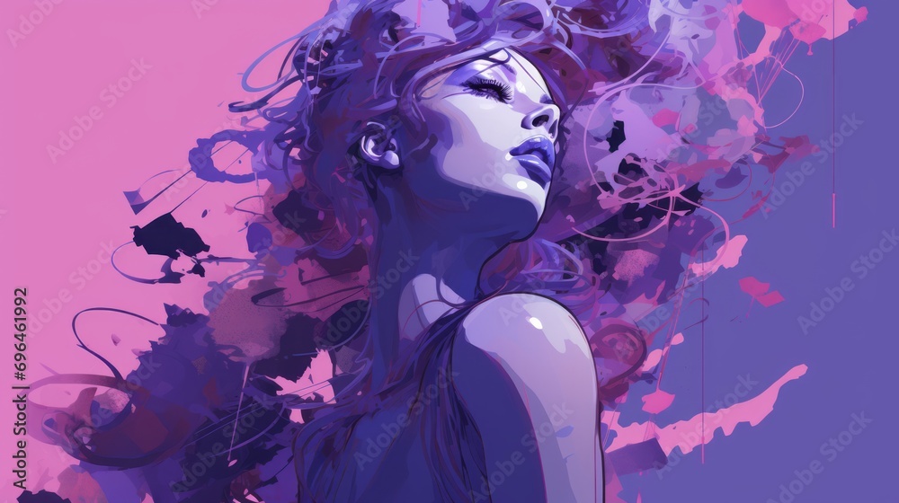 Fototapeta premium illustration of woman expressing Happiness, Sadness, Anger, Fear, Disgust, Surprise, Excitement, Gratitude, Joy, Jealousy, Embarrassment, Guilt, Anxiety, Satisfaction, Pride, Tranquility, Nostalgia