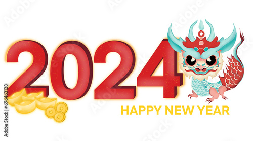 Fototapeta Naklejka Na Ścianę i Meble -  Chinese new year 2024 with dragon and gold
