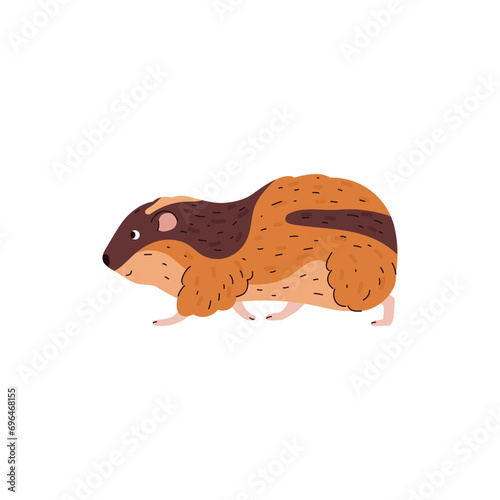 Cute going lemming tundra animal side view flat style