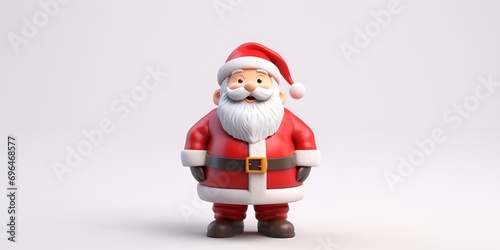 3D Render Simple Santa Standing in Plain Background, Santa Claus, Christmas, Festive