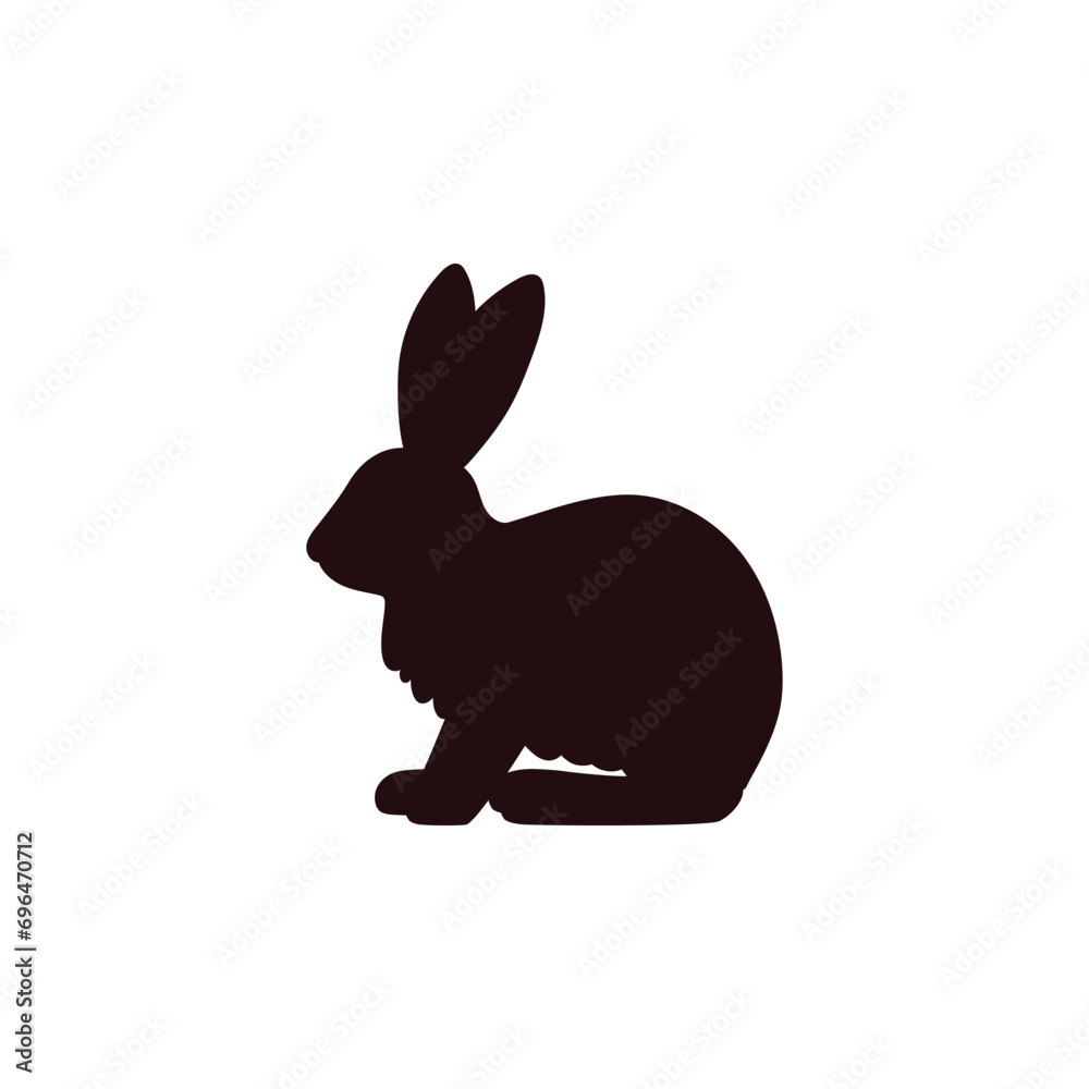 Obraz premium Hare black silhouette, Easter rabbit symbol, cartoon bunny outline logo, vector wild animal of the tundra and taiga