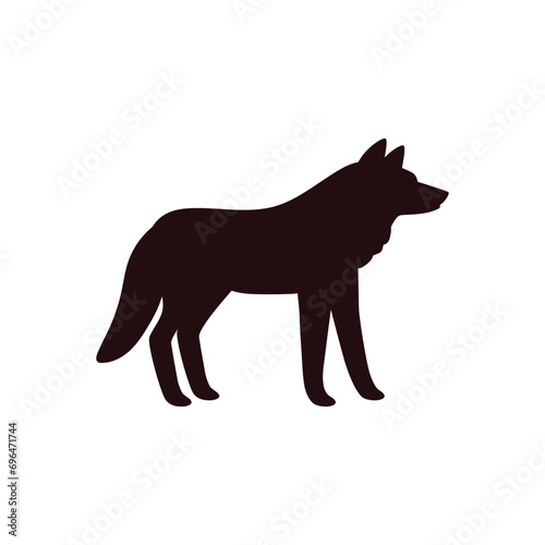 Wolf black silhouette, outline vector illustration of the dog pet, wild animal furry predator of the tundra and taiga