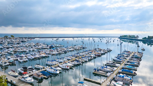 Aerial View of Peaceful Marina with Boats - Milwaukee Waterfront photo