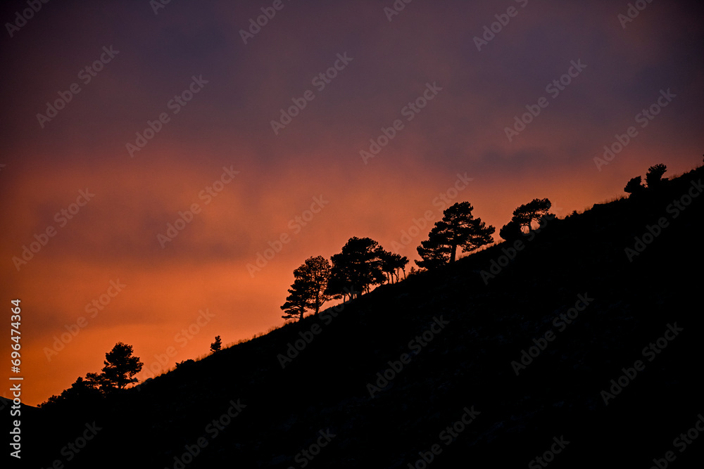 Spectacular sunset, on the horizon with an isolated tree. Spectacular sunset, on the horizon with an isolated tree.