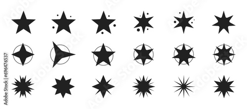 Star explosion sticker set. Retro flat style silhouette design for promotion, banner, poster, tags