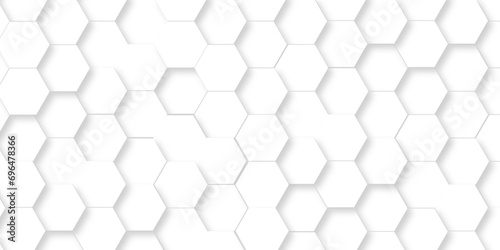 Fototapeta Naklejka Na Ścianę i Meble -  Background hexagons White Hexagonal Luxury honeycomb grid White Pattern. Vector Illustration. 3D Futuristic abstract honeycomb mosaic white background. geometric mesh cell texture.