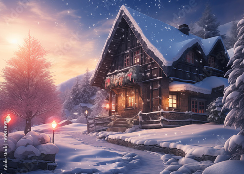 New year Winter snow background