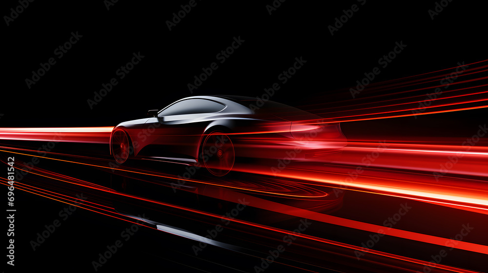 sports car on a black background with red stripes