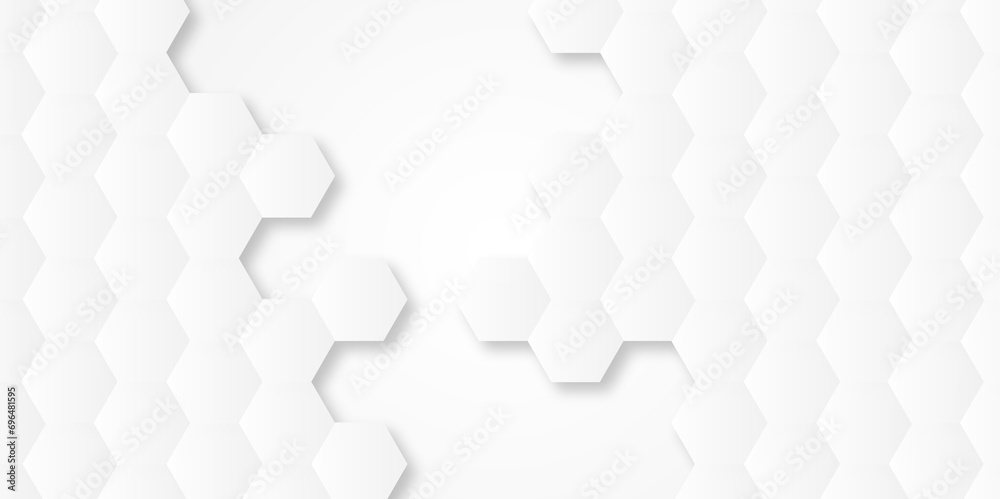 Seamless pattern with hexagonal white and gray technology line paper ...