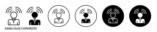 Influencer icon. social media influencer marking strategy sign. person scream or announce online symbol set. digital pr influence mass audience vector sign