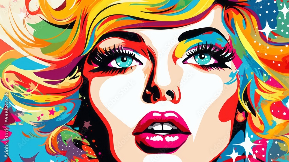 portrait of a woman with makeup pop art style