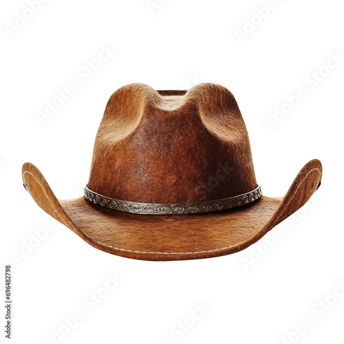 A brown cowboy hat on transparent background Generative AI