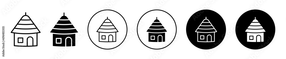 Mud hut icon. traditional rural village Kutchi bhunga home primitive shelter cottage made of grass and mud logo vector. Indian tribal straw shack mud hut or cottage shelter symbol Mud hut icon. traditional rural village Kutchi bhunga home primitive shelter cottage made of grass and mud logo vector. Indian tribal straw shack mud hut or cottage shelter symbol