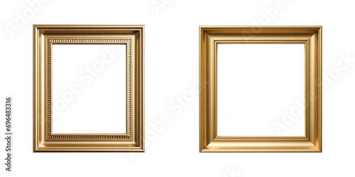 gold picture frame on transparent background Generative AI