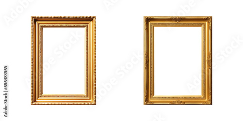 gold picture frame on transparent background Generative AI