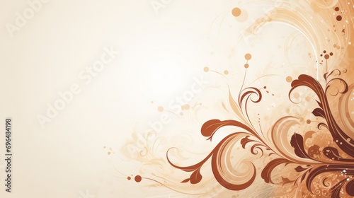 abstract beige background in swirls and flourishes, stylized floral decorations style with space for text