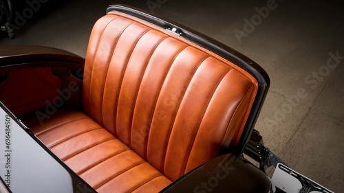 Brown leather car rumble seat