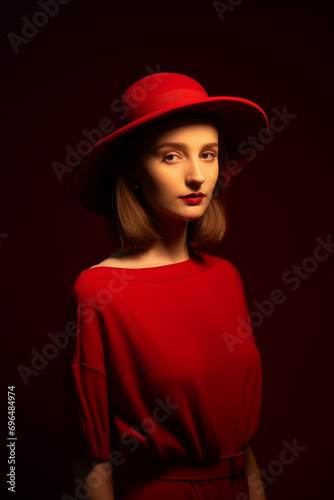 a beautiful girl wearing red dress and hat © Miftakhul Khoiri