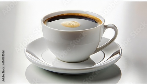 White cup of coffee isolated on the white background 