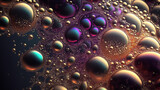 Wallpaper with a macro view of colorful abstract bubbles on a colored background.