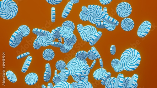 3d rendering of a lot of lollipops in the sky