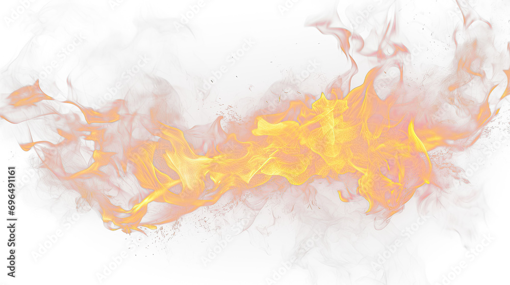 long fire flame with horizontal repeat on transparent background.