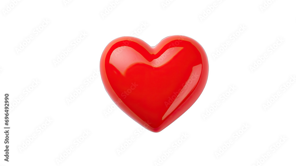 Red heart isolated on transparent background. Happy Valentine's day greeting template.