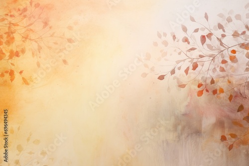 Autumn watercolor background with leaves and space for your text, Autumn abstract background in watercolor with light brown dust, AI Generated photo