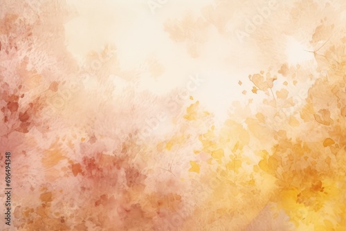 Autumn leaves on grunge background with space for text or image, Autumn abstract background in watercolor with light brown dust, AI Generated photo