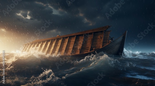 Noah's ark in the great flood photo