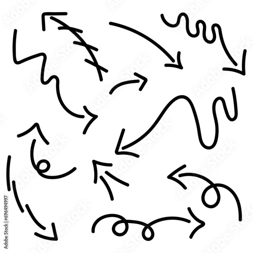 Drawn abstract arrows indicating directions. Signpost  direction. 