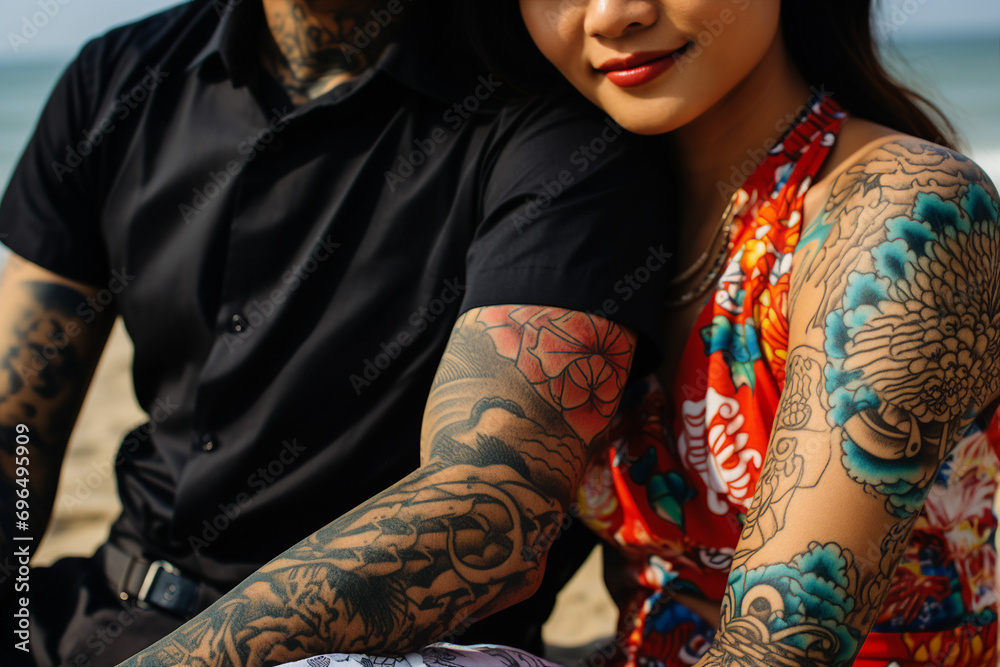 Obraz premium AI generated picture of masterful tattooed professional artist