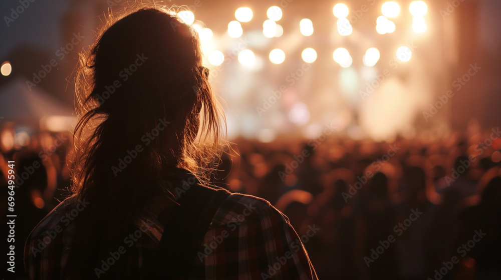 silhouette of a person watching a concert