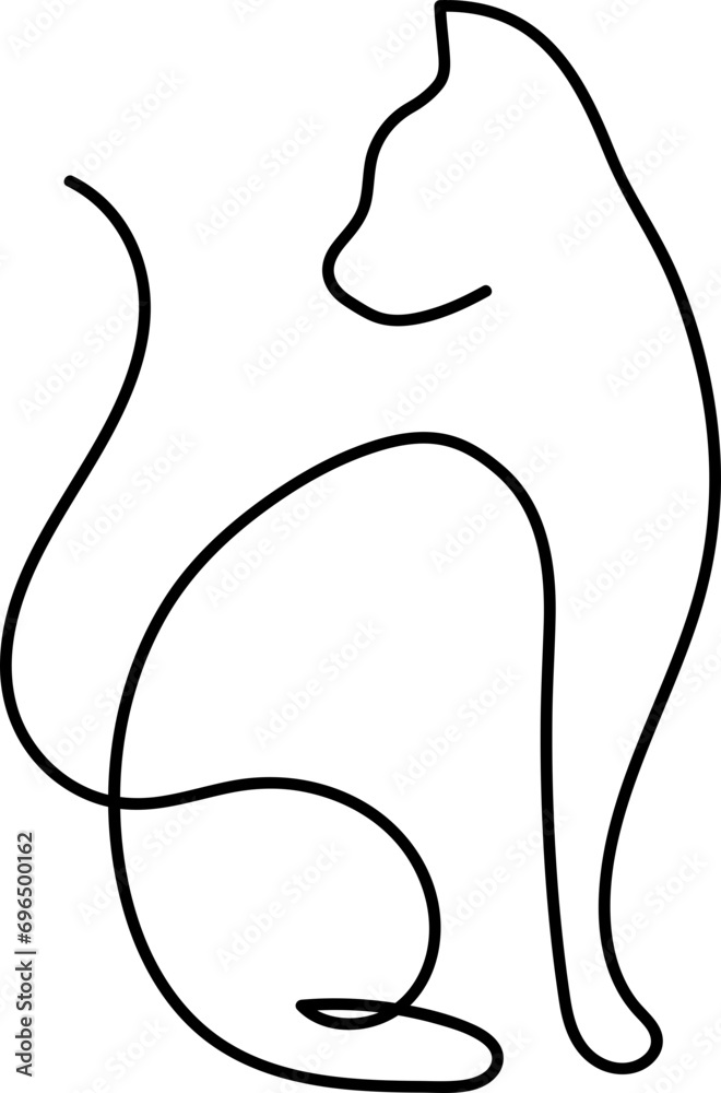 Continuous one line art of cat vector illustration Continuous one line art of cat vector illustration