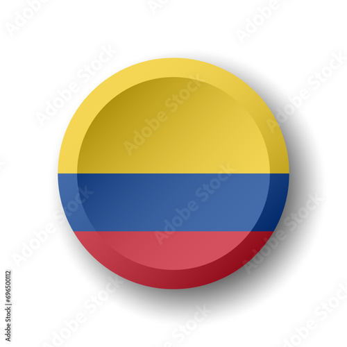 Colombia flag - 3D circle button with dropped shadow. Vector icon. Free Download Colombia flag - 3D circle button with dropped shadow. Vector icon. - GFXLoad