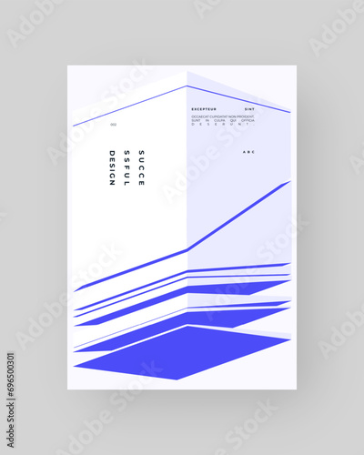 Abstract placard, poster, flyer, banner, blank, document. Colorful illustration on vertical A4 format. Broken form. Cracked figure. 3d iceberg shapes composition.