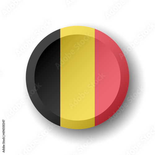 Free Download Belgium flag - 3D circle button with dropped shadow. Vector icon. - GFXLoad