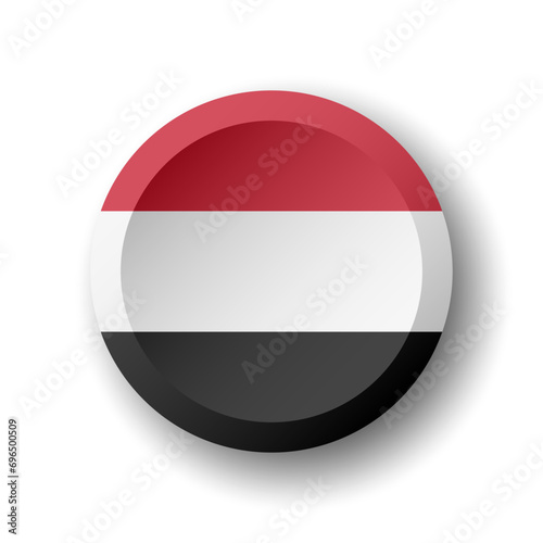 Yemen flag - 3D circle button with dropped shadow. Vector icon. Free Download Yemen flag - 3D circle button with dropped shadow. Vector icon. - GFXLoad