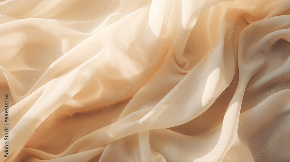 Fototapeta premium Linen cloth with creases and botanical sunlight shadows for a boho summer wedding.