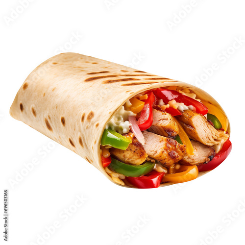 So Yummy Chicken fajita wrap  isolated on transparent background