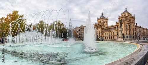 Water fountain in the Plaza de Zorrilla in the monumental city of Valladolid, Castile LEon.