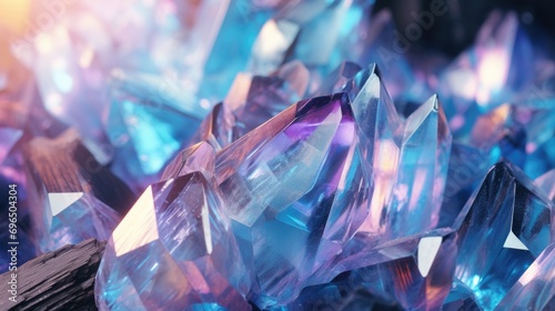 Close-up of transparent crystal druse. Illustration for for banner  poster  cover  brochure or presentation.