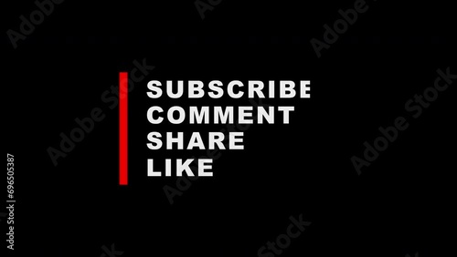 4K template text motion animated graphic of subscription. subscribe, like share, comment animation pop up for social media isolated on alpha channel transparent background