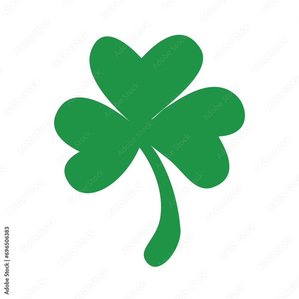 Vector flat style illustration of St. Patrick s day. Green lucky clover three leaf Vector flat style illustration of St. Patrick s day. Green lucky clover three leaf