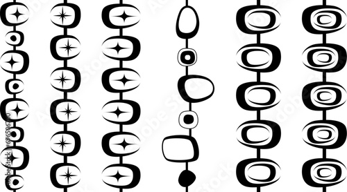 Mid Century Modern Shapes Elements Endless Geometric Chain Wall Decal Vector Retro MCM Decor Mid Mod Wallpaper Bundle Clip Art Atomic Starburst Set Atomic Age Y2K 50 60s Vintage Scrapbooking Design