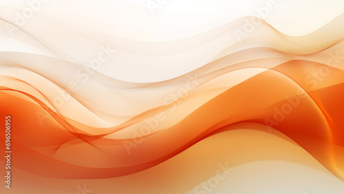 Abstract elegant orange white waves design with smooth curves and soft shadows on clean modern background. Fluid gradient motion of dynamic lines on minimal backdrop